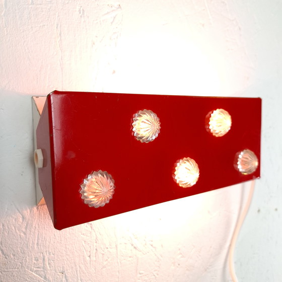 Image 1 of Vintage wall lamp bedside lamp orange/red - white Herda 1970s
