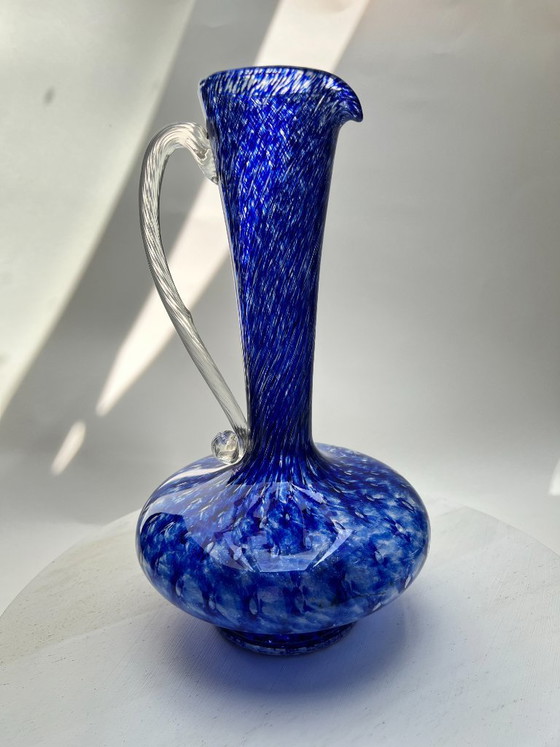 Image 1 of Vaso da fiori vintage in vetro da studio, 35 cm, blu cobalto, stile Murano.