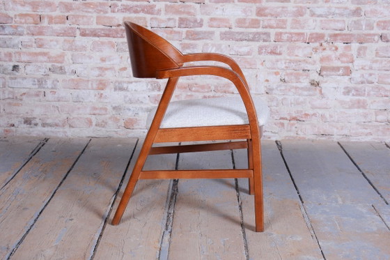 Pair of Restored Mid-Century Armchairs, Reupholstered, Cherry Wood, Czech, 1970s – Textile (photo 15 of 18)