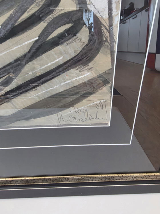 Nico Vrielink (1958) – Original Work / Mixed Media (1987) – With Muse – Paintings & Drawings, Paper, Wood (photo 7 of 11)