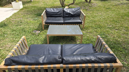 RODA Mistral 2-Sitzer-Möbelset plus Glastisch