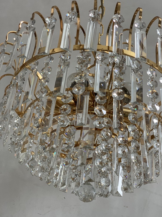 Image 1 of Original Vintage Massive Crystal Chandelier – 1970s Waterfall