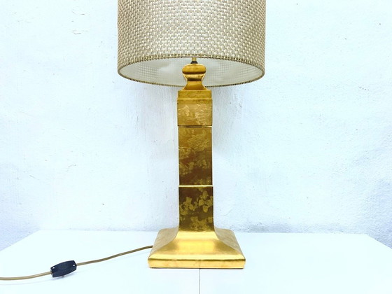 Image 1 of Floor lamp or table lamp with gilded ceramic base Hollywood Regency 60s 70s