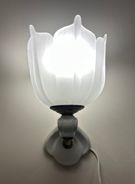 Image 1 of Par de apliques de pared de cerámica y vidrio, década de 1950.