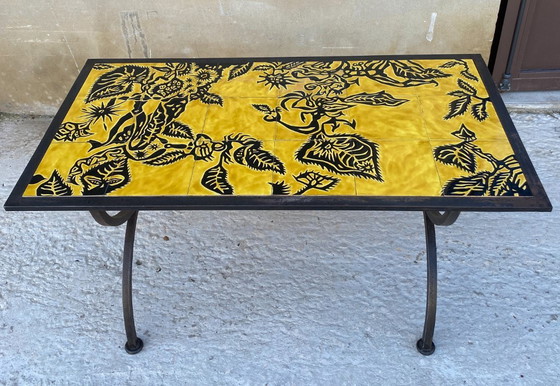 Image 1 of Jean Lurçat a Saint-Vincent, tavolino da caffè in ferro battuto, 1950