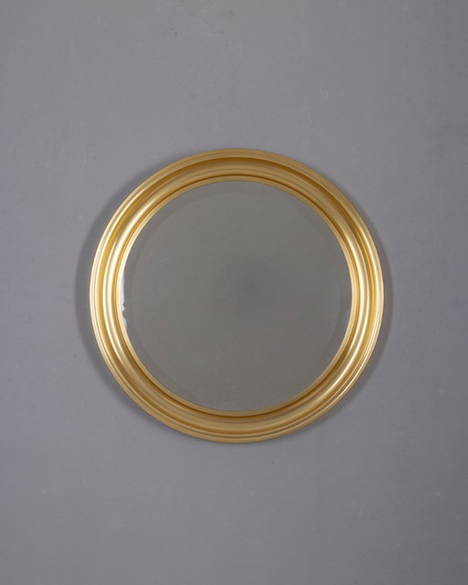 Vintage Italian Round Wall Mirror in Brass, 1970s – spiegels