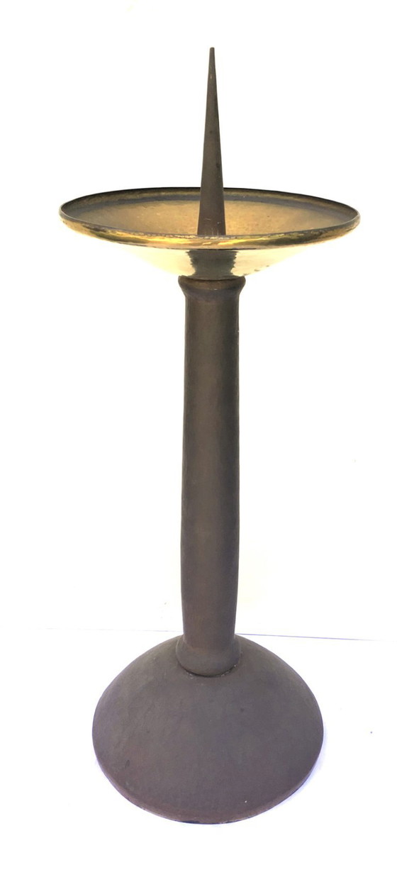 Image 1 of Brass candlestick, unique, wrought iron - hammered, 1940-44