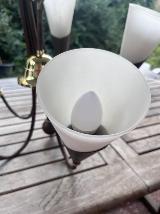 Image 1 of Bonalux Mid Century Trompetkroonluchter – Hanglamp met 5 vlammen uit de jaren 60/70