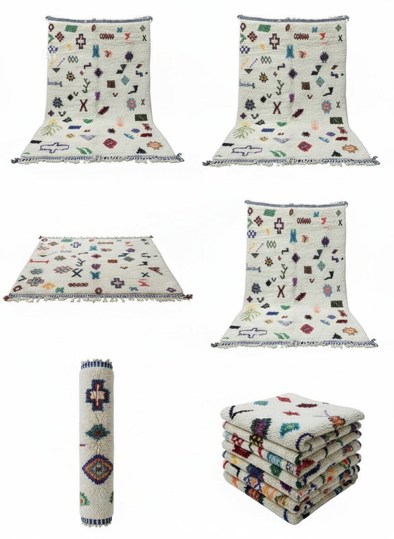 Image 1 of Tapis Marocain Coloré en laine naturelle. Tissé par des artisans