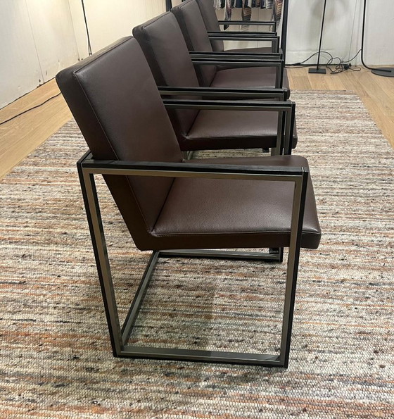 Image 1 of NIEUWSTAAT 4x Leolux Window Eetkamerstoel Leer