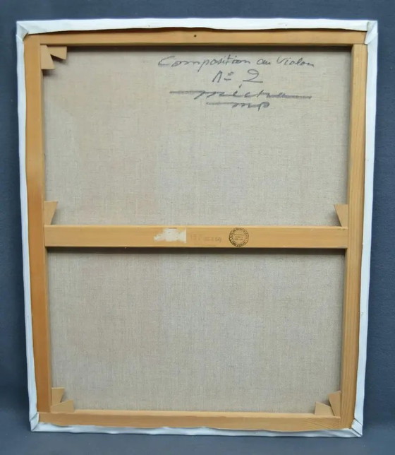 Michel Petiot, bekannt als Micha "Komposition mit Violine Nr. 2" Leinwand, signiert – Gemälde & Zeichnungen (photo 9 of 10)