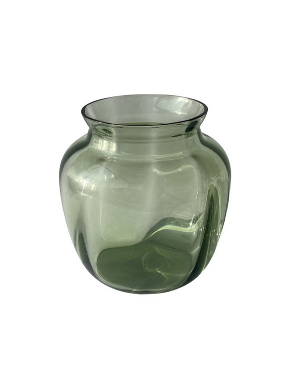 Image 1 of Niederländisches Design - A.D. Copier Optics Vase Grün (Glasfabrik Leerdam)