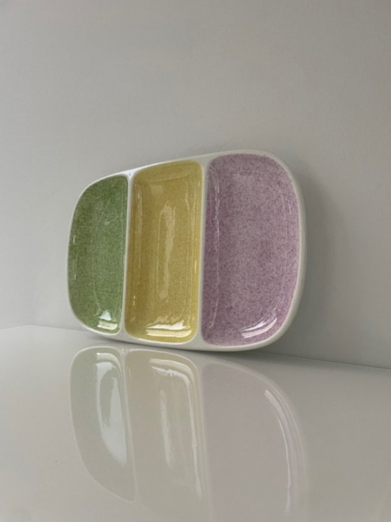 Image 1 of Vintage Gien France serving dish with pastel sections