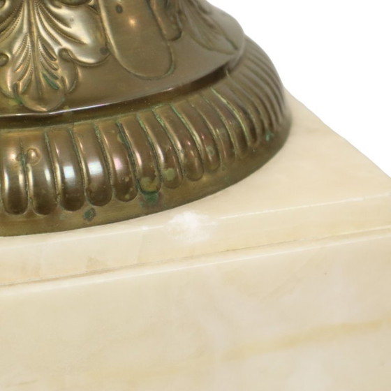 Image 1 of Piédestal de colonne antique en marbre et bronze