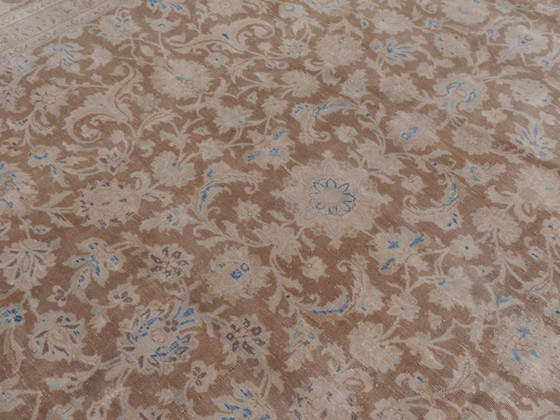 Image 1 of Vintage Ziegler Tabriz rug, brown and blue, 400 x 276 cm, for living room and dining room.
