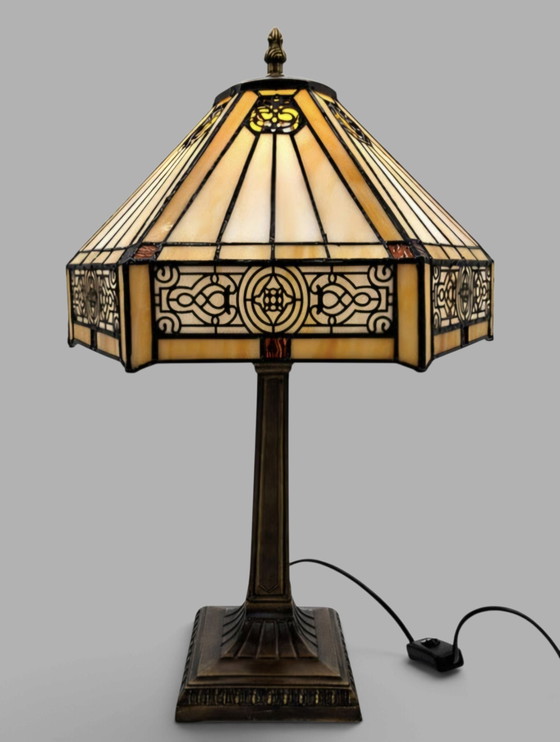 Tiffany-Stil Art Deco Lampe Höhe 50 cm Lampenschirm Breite 30 x 30 cm – Tischlampen, Glass, Metal (photo 5 of 6)