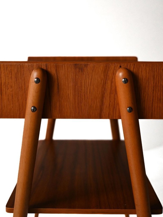 Image 1 of Paar vintage Scandinavische teakhouten nachtkastjes met verborgen lade