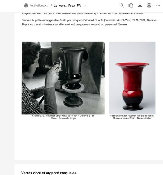 Image 1 of Vase Verrerie Saint Prex Suisse Art Déco 1930's