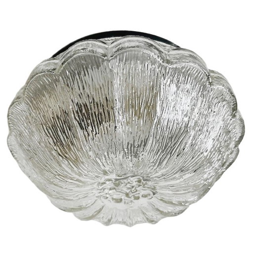 Mid-century Glashütte flower-shaped ceiling lamp glass glass ceiling lamp 1970's
