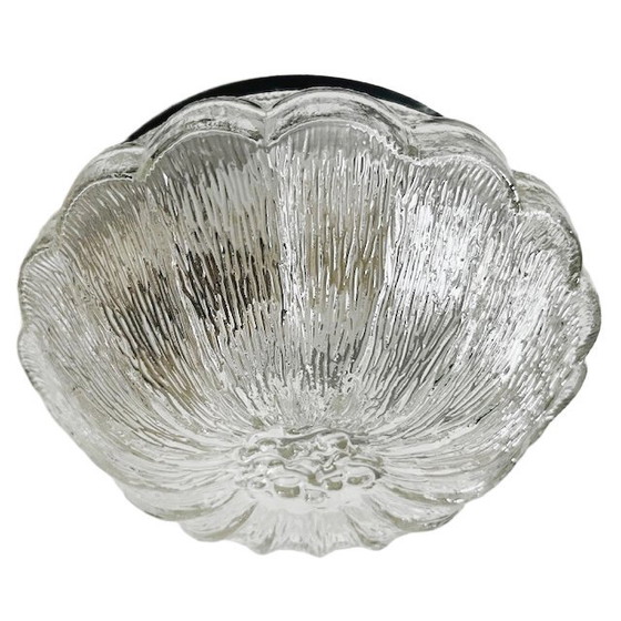 Image 1 of Mid-century Glashütte flower-shaped ceiling lamp glass glass ceiling lamp 1970's