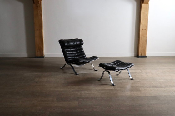 Arne Norell Ari Lounge Chair con Otomana Suecia 1966 – Sillones, Leather, Vintage (photo 13 of 14)