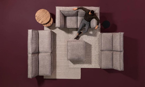 Image 1 of Modulaire hoekbank (Goossens Jim) Micro Leer Alcamara Licht Grijs