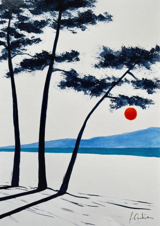 Image 1 of Set of 3 sketches by F Cadiou, 21x15cm.