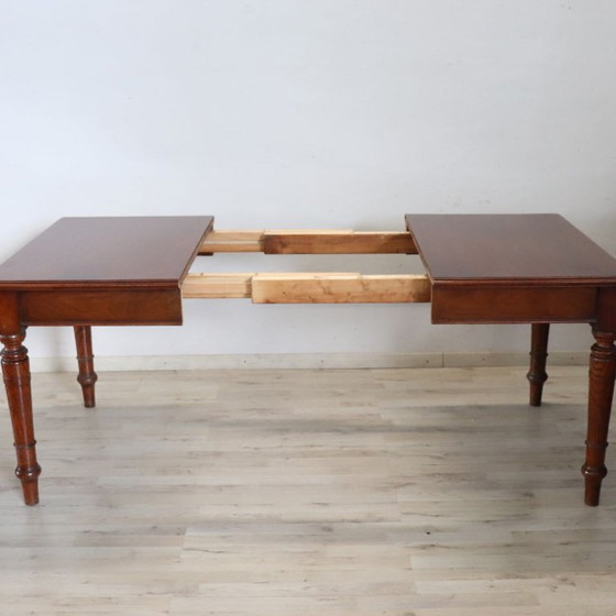 Extendable Dining Table in Walnut and Oak Wood, Italy Early 20th Century (photo 7 of 14)