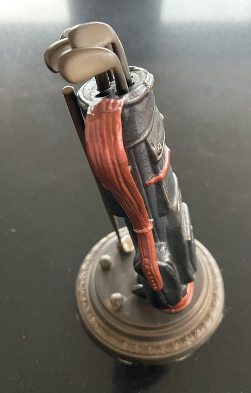 Set van 2 bronzen golfbeeldjes – vintage sportthema