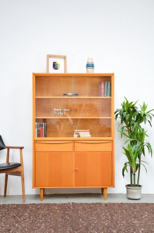 Display cabinet vintage 60s light wood highboard retro