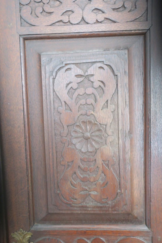 Image 1 of Antique Carved Oak Farmhouse Wardrobe, 1780