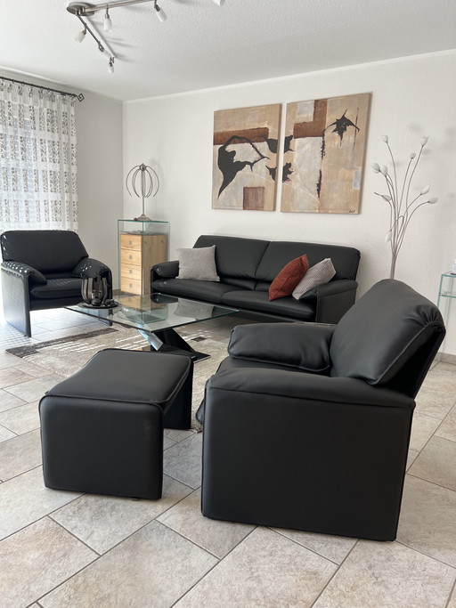 Leolux Bora-Beta Leder senso schwarz Sitzgruppe neuwertig