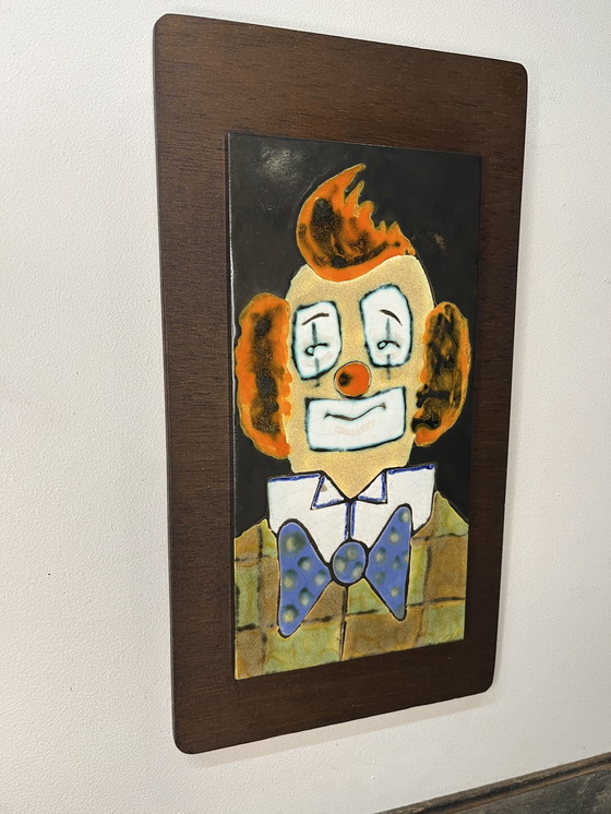 Image 1 of Decorazione murale in ceramica vintage raffigurante un clown 