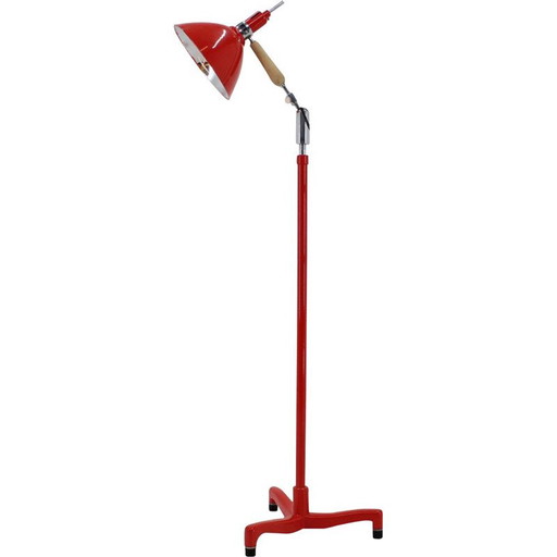 Verstelbare vintage industriële vloerlamp, Tsjecho-Slowakije 1950