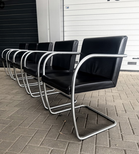 Image 1 of 6 sedie Brno di Mies van der Rohe, Fasem, in pelle nera