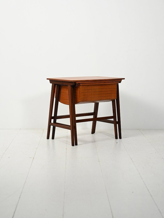 Image 1 of Pair of Scandinavian Nesting Coffee Tables with Yarn Box