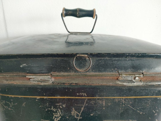 Antica Scatola di Latta Toleware / Chinoiserie Brocante con Decorazione a Pagoda – Oggetti decorativi, Altro (photo 2 of 12)