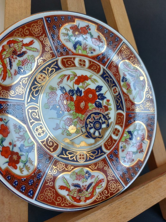 Image 1 of Vintage Hand-Painted Imari Wall Plates with Floral & Bird Motifs - Set of 2