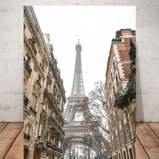 Foto afgedrukt op plexiglas / De Eiffeltoren / Parijs / Parijs in de sneeuw