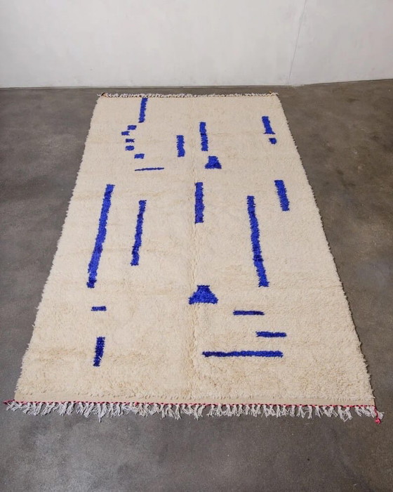 Grand tapis berbère fait main artisanale authentique 3/4 m, Ahrend, Laine, Bleu (photo 4 sur 7)