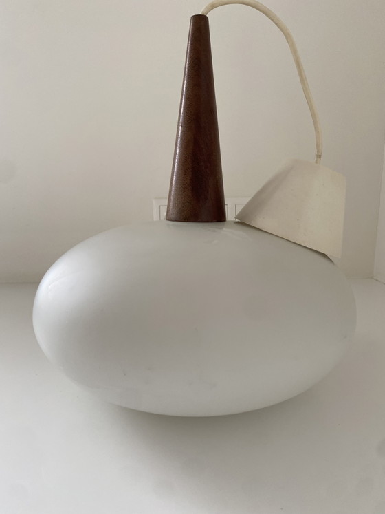 Vintage Louis Kalff "NG74" Hanglamp by Philips - Jaren 50/60 – Hanglampen, Glass, Wood (photo 5 of 9)