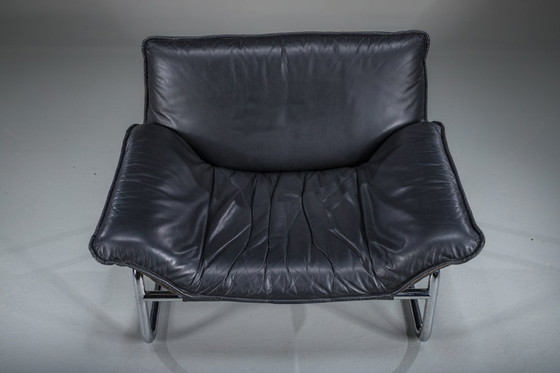 Image 1 of Bauhaus Lounge Chair in Black Leather attributed to Johan Bertil Häggström for Swed-Form / Ikea, Sweden, 1970s