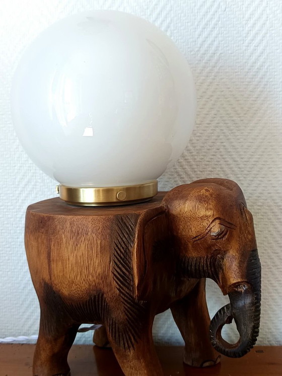 Image 1 of Elephant and opaline lamp