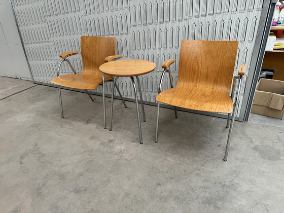 Image 1 of Thonet 2er Set Stühle mit Beistelltisch