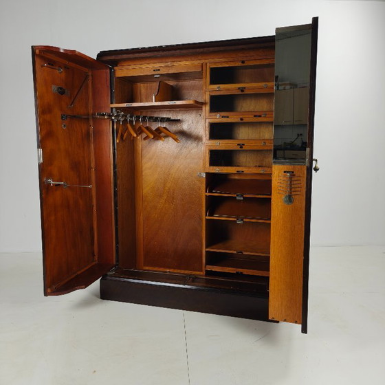 Image 1 of Herenkledingkast uit de jaren 1920 van mahonie en eikenhout, gemaakt door Compactom Ltd.