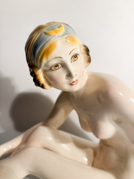 1930s Art Deco Ceramic Female Nude Sculpture (photo 6 of 10)