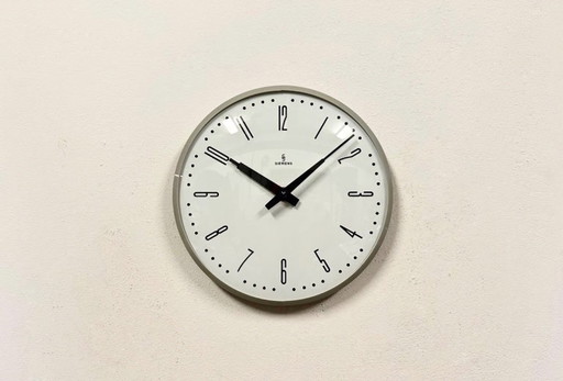 Grey Industrial Factory Wall Clock from Siemens, 1970s
