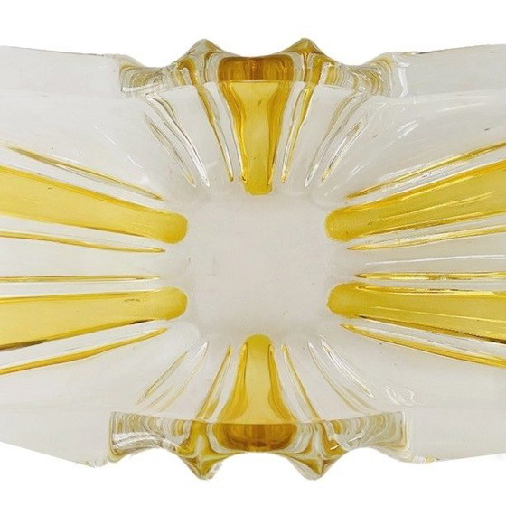 Image 1 of Ciotola in vetro pressato giallo August Walther & Sohne, anni '70