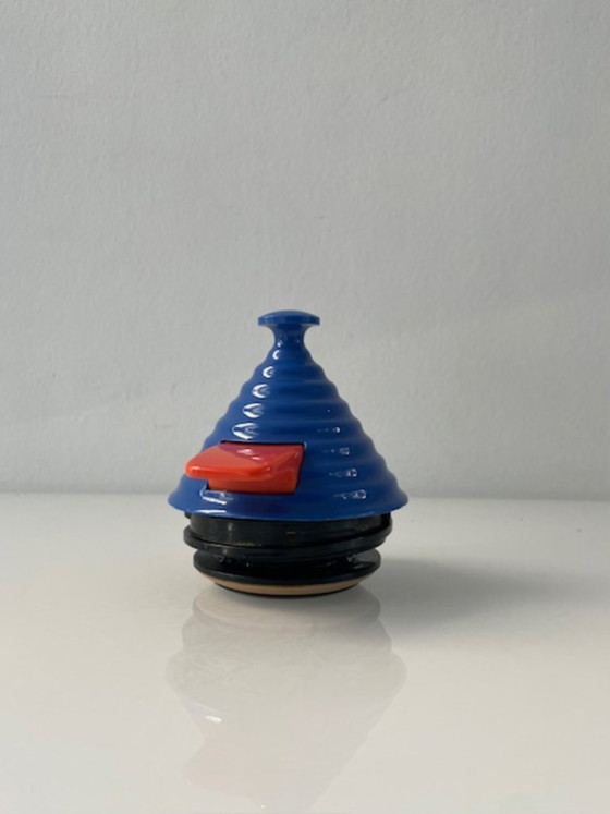 Image 1 of Bouteille isotherme vintage Leifheit Vivatherm bleue Memphis