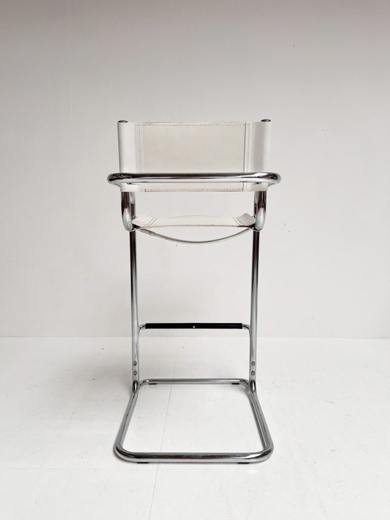 Image 1 of Ensemble de 2 tabourets de bar en cuir attribués à Mart Stam, années 1970